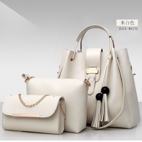 B3015-beige Tas Handbag Wanita 3in1 Import Terbaru