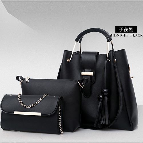 B3015-black Tas Handbag Wanita 3in1 Import Terbaru