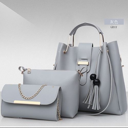 B3015-gray Tas Handbag Wanita 3in1 Import Terbaru