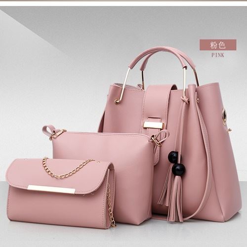 B3015-pink Tas Handbag Wanita 3in1 Import Terbaru