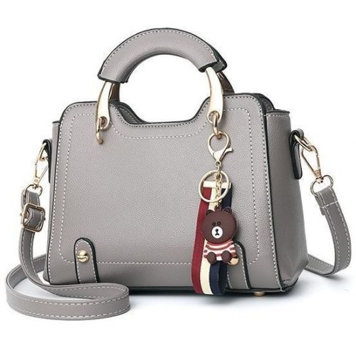 B629-darkgray Tas Handbag Elegan Gantungan Bear Import Terbaru