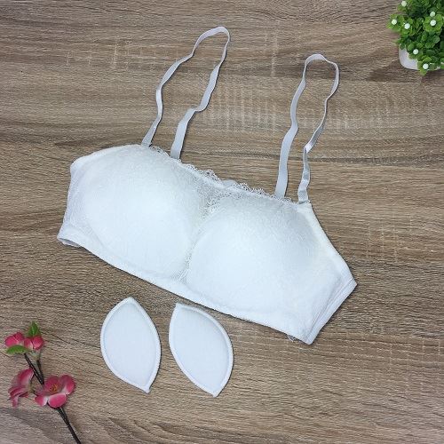 BRS8835 IDR.39.000 MATERIAL LACE CUP B WITHOUT WIRE & FREE PAD SIZE 32,34,36 WEIGHT 80GR COLOR WHITE