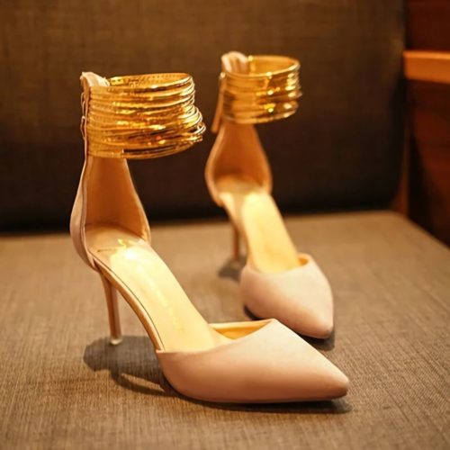 JSH007-pink Sepatu Heels Ankle Strap Elegan Import 9CM