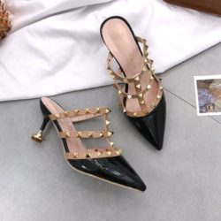 JSH1089-black Sepatu Heels Wanita Cantik Elegan 8CM