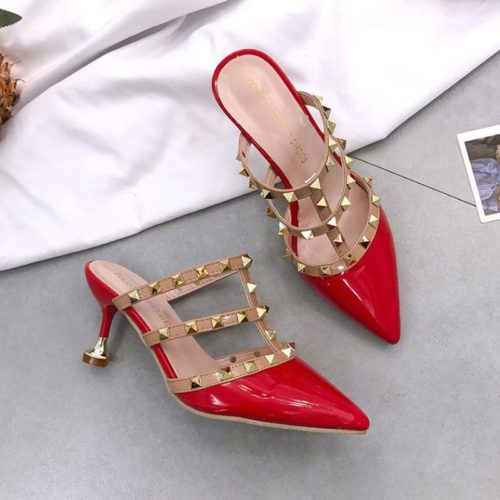 JSH1089-red Sepatu Heels Wanita Cantik Elegan 8CM
