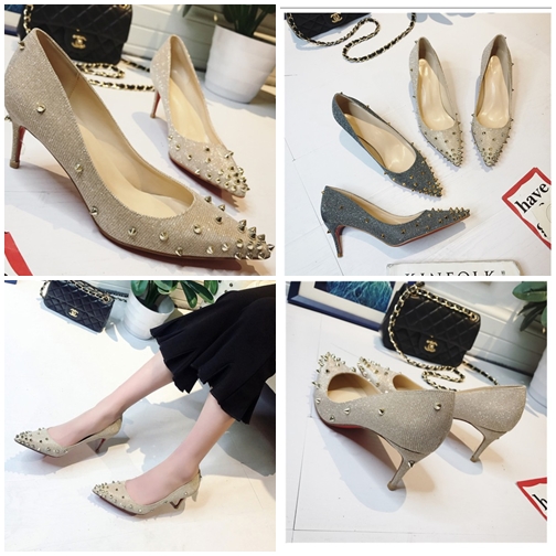 JSH2017 IDR 50.000 MATERIAL SEQUIN HEEL 6 CM COLOR GOLD WEIGHT 700GR SIZE 35,36