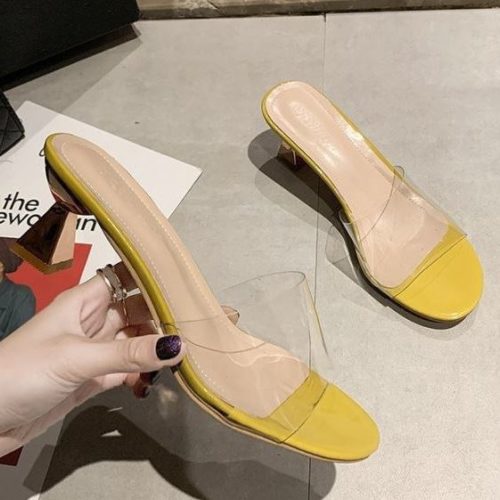 JSH2280-yellow Sandal Heels Blok Wanita Cantik 6CM