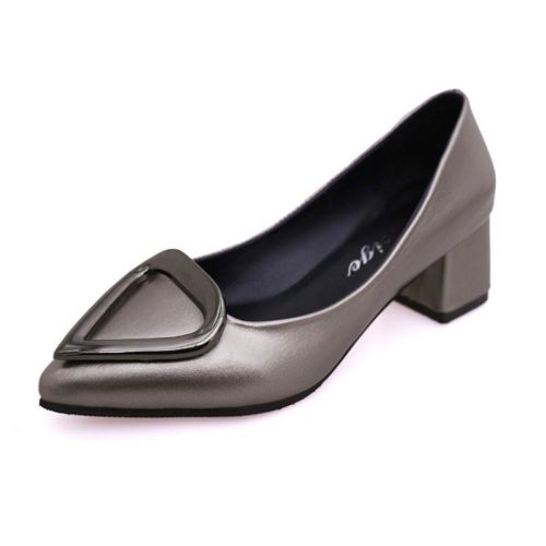 JSH5278-bronze Sepatu Heels Blok Wanita Cantik Import 5CM