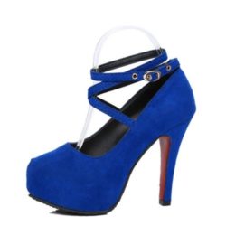 JSH608-blue Sepatu High Heels Pump Wanita Cantik Import 11CM