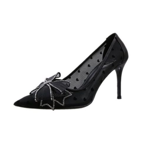 JSH618-black Sepatu Heels Pesta Wanita Elegan Import 8.5CM