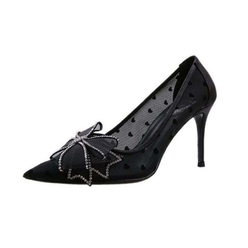 JSH618 IDR.203.000 MATERIAL LACE HEEL 8.5CM COLOR BLACK WEIGHT 700GR SIZE 36,37,38,39