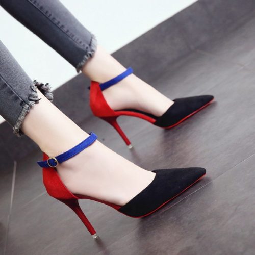 JSH666-black Sepatu High Heels Wanita Elegan Import 10CM
