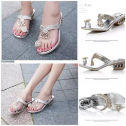 JSH6698-silver Sepatu Heels Pesta Wanita Cantik Import 4.5CM