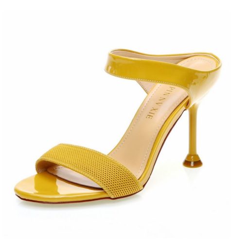JSH831-yellow Sepatu Heels Wanita Elegan Import 8CM