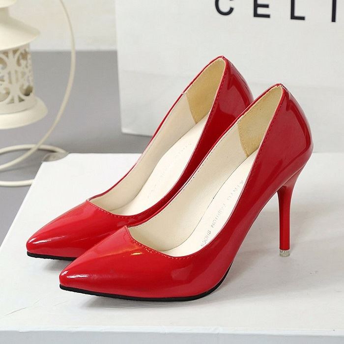 JSH9181 IDR.170.000 MATERIAL PU HEEL 9,5CM COLOR RED WEIGHT 750GR SIZE 36,37,38,39,40