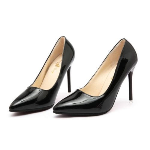 JSH9588-black Sepatu Heels Pointed Toe Wanita Cantik 10CM