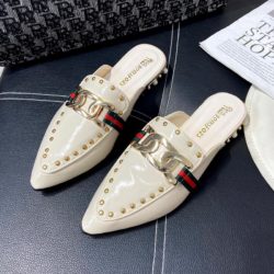 JSH971-white Sandal Low Heels Wanita Elegan Import 2.5CM
