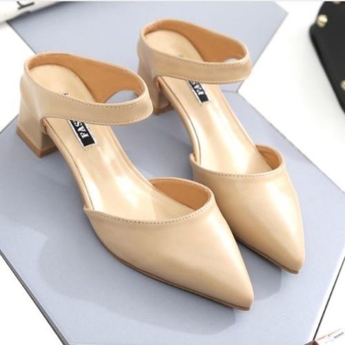 JSHA612-apricot Sepatu Heels Wanita Stylish Kekinian 4.5CM
