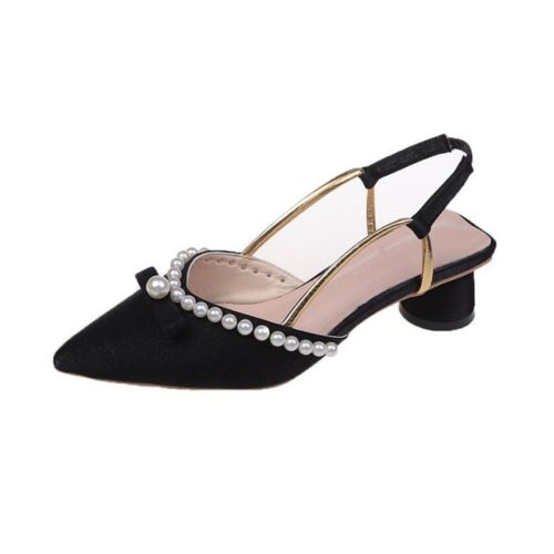 JSHA816-black Sepatu Heels Pesta Elegan Wanita Cantik 5CM
