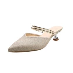 JSHC07-gold Sepatu Heels Pesta Wanita Elegan Import 5CM