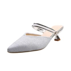 JSHC07-silver Sepatu Heels Pesta Wanita Elegan Import 5CM