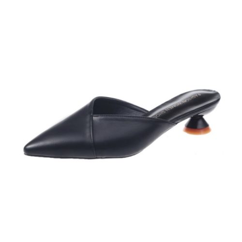 JSHM5-black Sandal Heels Rendah Comfy Wanita Cantik 3CM