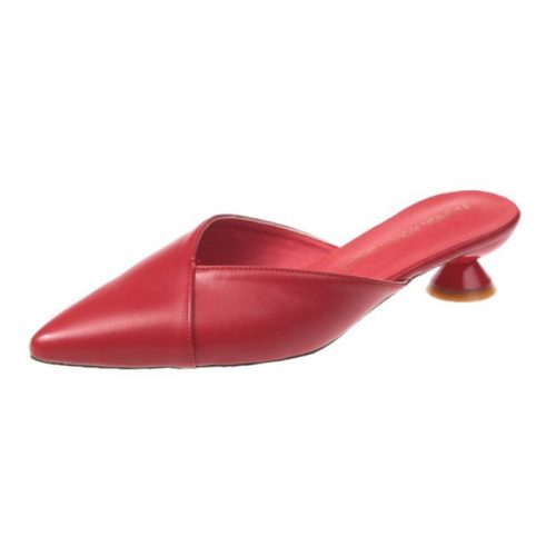 JSHM5-red Sandal Heels Rendah Comfy Wanita Cantik 3CM