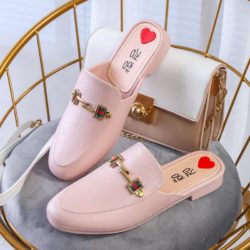 JSHW1010-pink Sandal Low Heels Import Wanita Cantik Elegan 2.5CM
