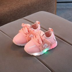 JSK333-pink Sepatu Anak Sport Import Kekinian (LED)