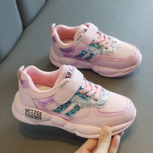 JSK519-pink Sepatu Sneakers Anak Cewek Cantik Import