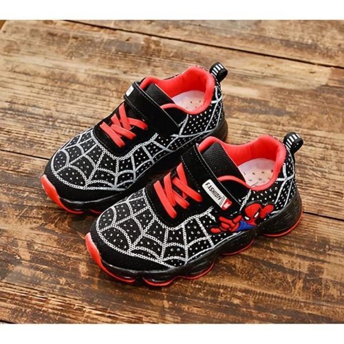 JSKA18A-black Sepatu Sneakers Anak Motif Spiderman Keren