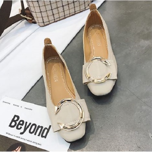 JSS1386-beige Sepatu Flat Wanita Cantik Import Terbaru