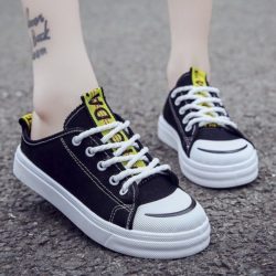 JSS5502-black Sepatu Sneakers Flat Fashion Wanita Import