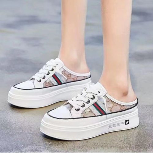 JSS66526-khaki Sepatu Sneakers Slip On Import Wanita Cantik