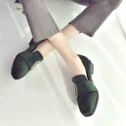 JSS668-green Sepatu Slip On Suede Wanita Cantik Import