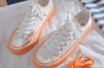 JSS71042-orange Sepatu Sneakers Flat Fashion Import Wanita