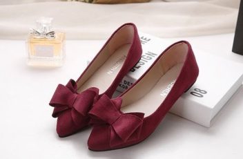 JSS8101-red Sepatu Flat Suede Fashion Import Wanita