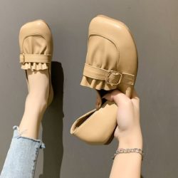 JSS8210-khaki Sepatu Slip On Comfy Wanita Elegan Import