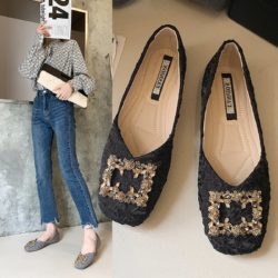 JSS8601-black Sepatu Casual Jalan Wanita Cantik Import