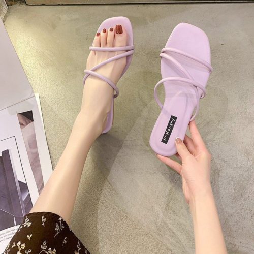 JSSB02-purple Sandal Flat Import Wanita Cantik Elegan