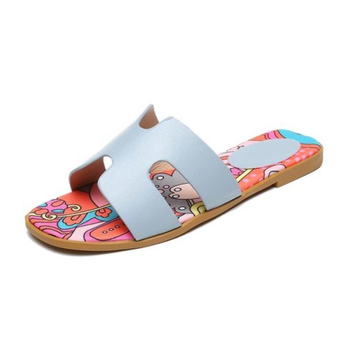 JSSK16-gray Sandal Flat Wanita Cantik Comfy Terbaru Import