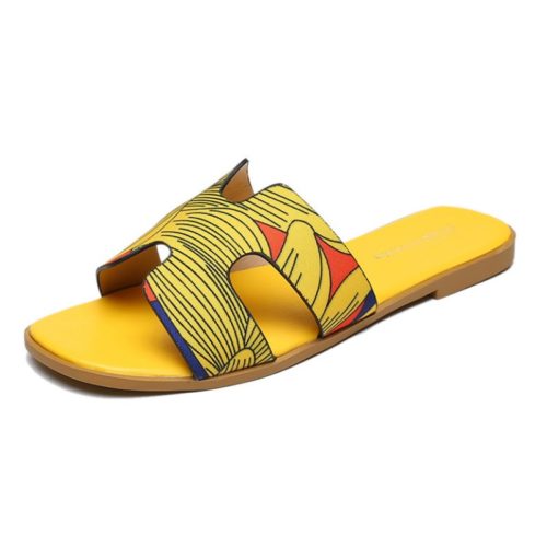 JSSK16-yellow Sandal Flat Wanita Cantik Comfy Terbaru Import