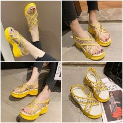 JSWL11-yellow Sepatu Wedges Wanita Cantik Import 5Cm