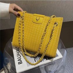 JT01049-yellow Tas Selempang Tali Rantai Lilit Wanita Cantik Import