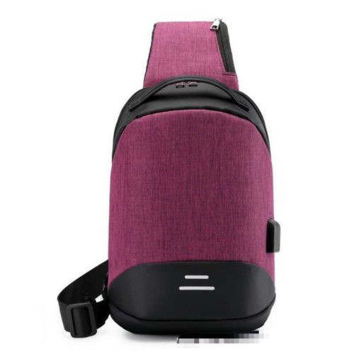 JT050-purple Sling Bag Anti Maling Pria Keren + Colokan USB