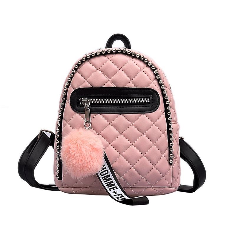 Jual JT05243 pink Tas  Mini  Ransel Pom Pom Lucu  Terbaru 