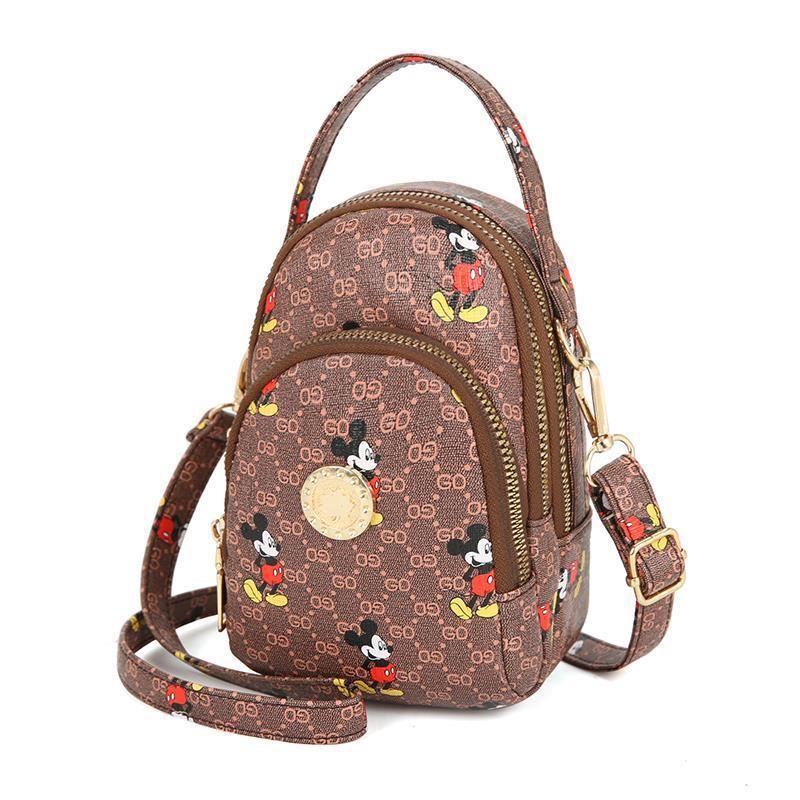 JT10339-coffee Sling Bag Mickey Wanita Imut Cantik Import