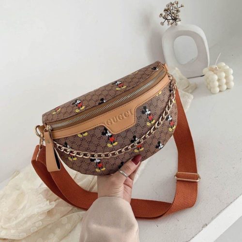 JT10636-brown Waist Bag Mickey Wanita Cantik Import
