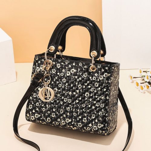 JT11361-blackflower Tas Handbag Selempang Wanita Elegan Import Terbaru