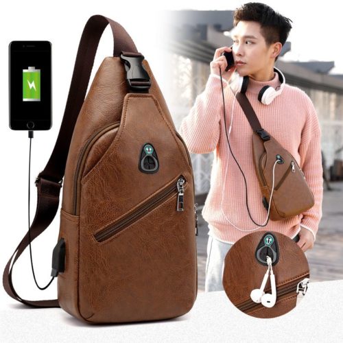 JT1232-brown Sling Bag Fashion Modis Pria Keren